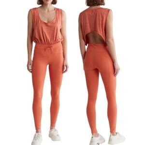 FREE PEOPLE MOVEMENT 'Off to the Races' Peach Open Back Jumpsuit Size Large